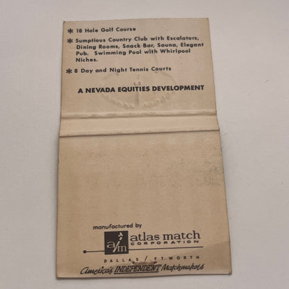 Las Vegas International Country Club Vintage Matchbook Cover TB8-MB2-3