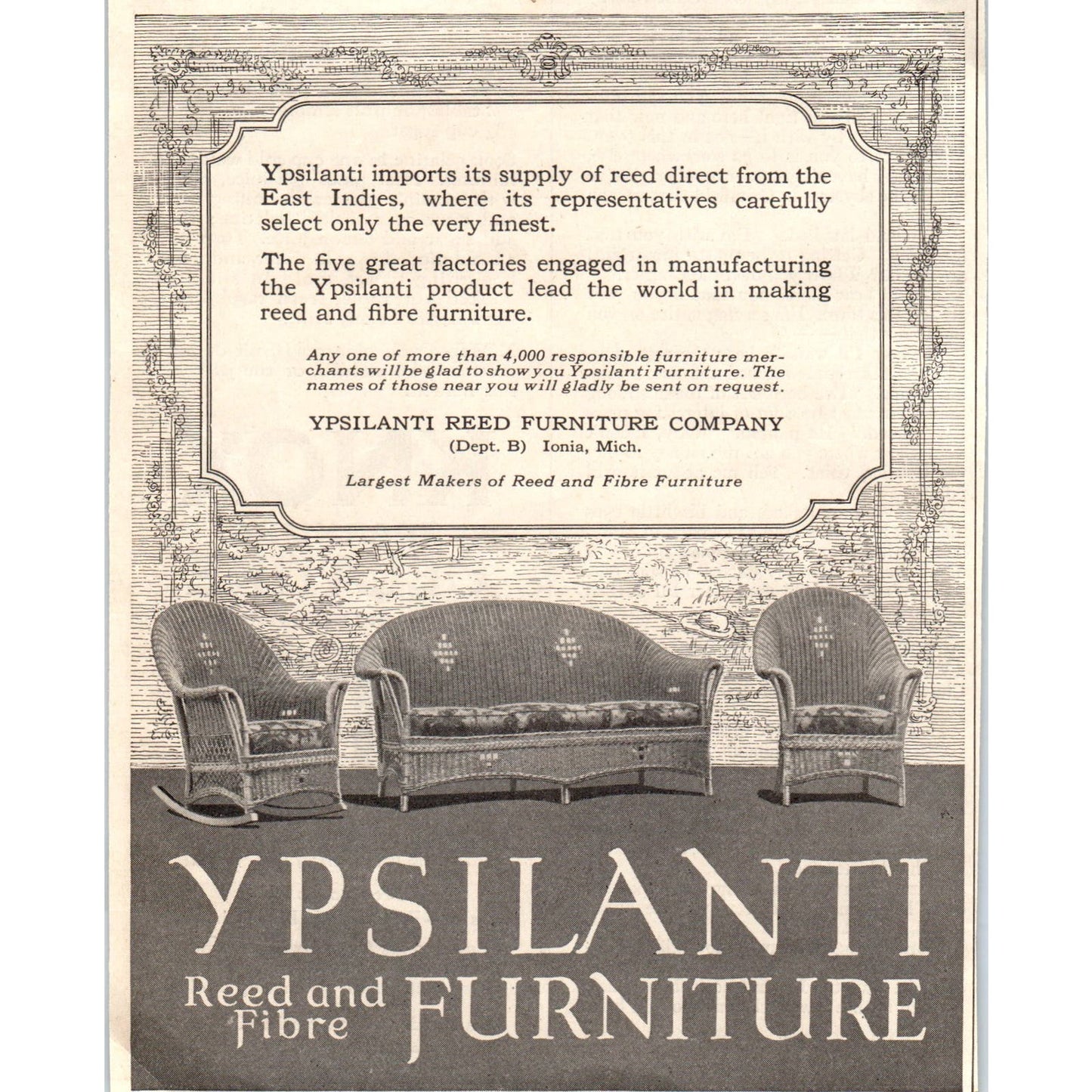 Ypsilanti Reed and Fibre Furniture Ionia MI 1924 Magazine Ad AF7-LJ1