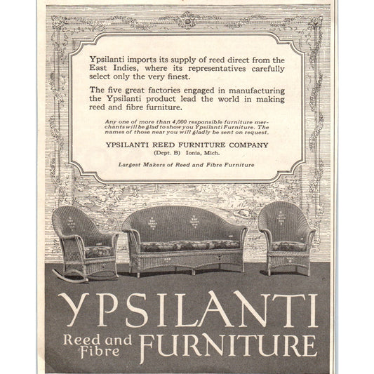 Ypsilanti Reed and Fibre Furniture Ionia MI 1924 Magazine Ad AF7-LJ1