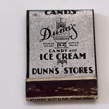 Dunn's Ice Cream 649 Columbus Ave Boston Dunn's Stores Matchbook Cover TB8-MB3-6