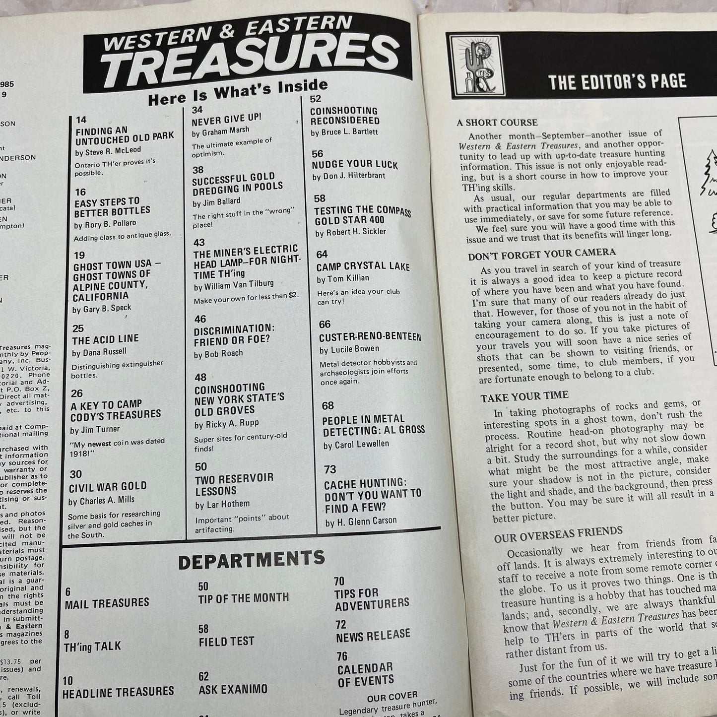1985 Sept - Western & Eastern Treasures Magazine - Treasure Hunting Gold M12
