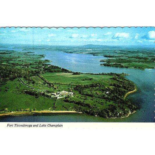 Aerial View of Fort Ticonderoga & Lake Champlain NY Vintage Postcard AF9-H2