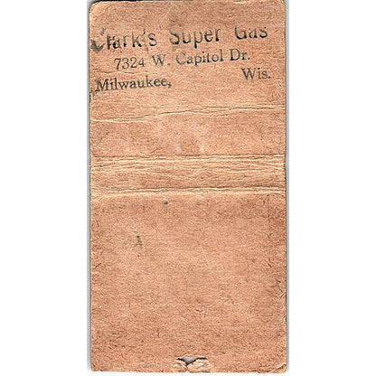Clark's Super Gas Milwaukee Santa Christmas Vintage Matchbook Cover SC7-Y4
