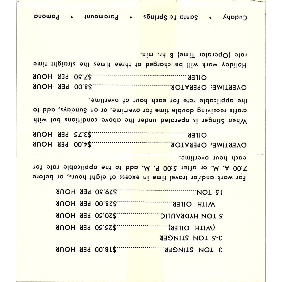 Hydraulic Granes Ralph Love Santa Fa Springs Vintage Business Card SB4-B5