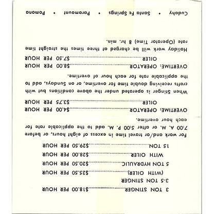 Hydraulic Granes Ralph Love Santa Fa Springs Vintage Business Card SB4-B5