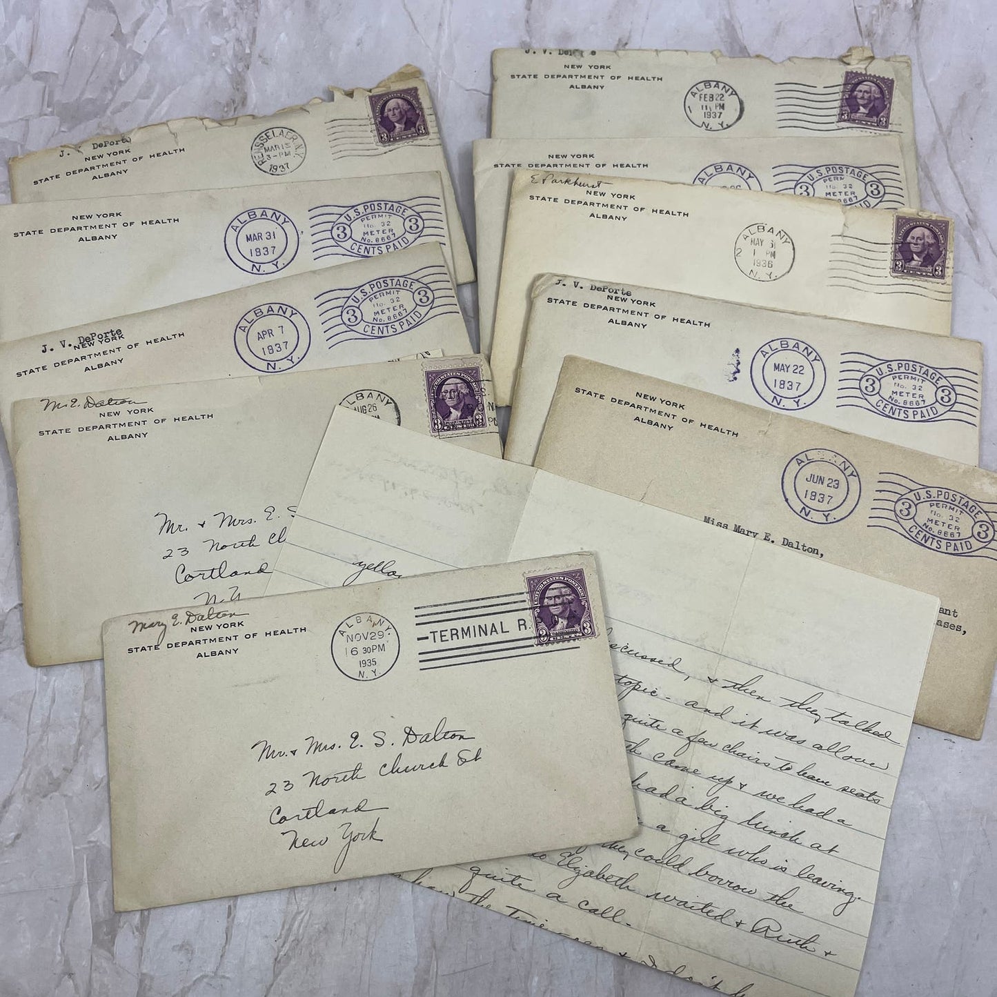 Huge Lot of Letters 1935-38 Mary E. Dalton NY State Department of Health TG8-Z