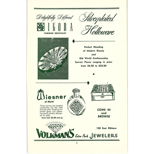 Volkman's Estes Park Jewelers 158 E. Elkhorn 1957 Estes Park CO Ad AG4-1
