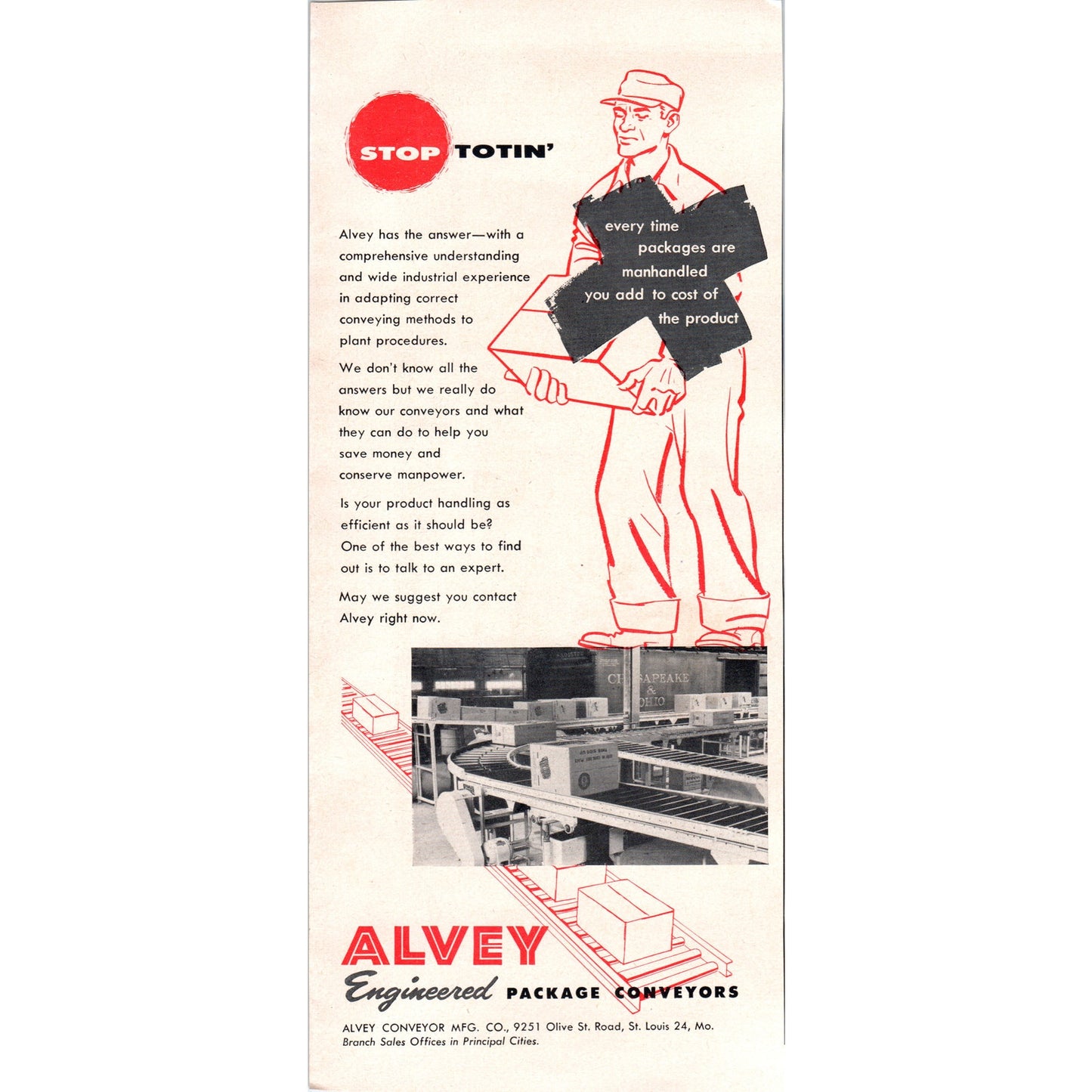 Alvey Engineered Package Conveyors St. Louis MO 1951 Magazine Ad D17