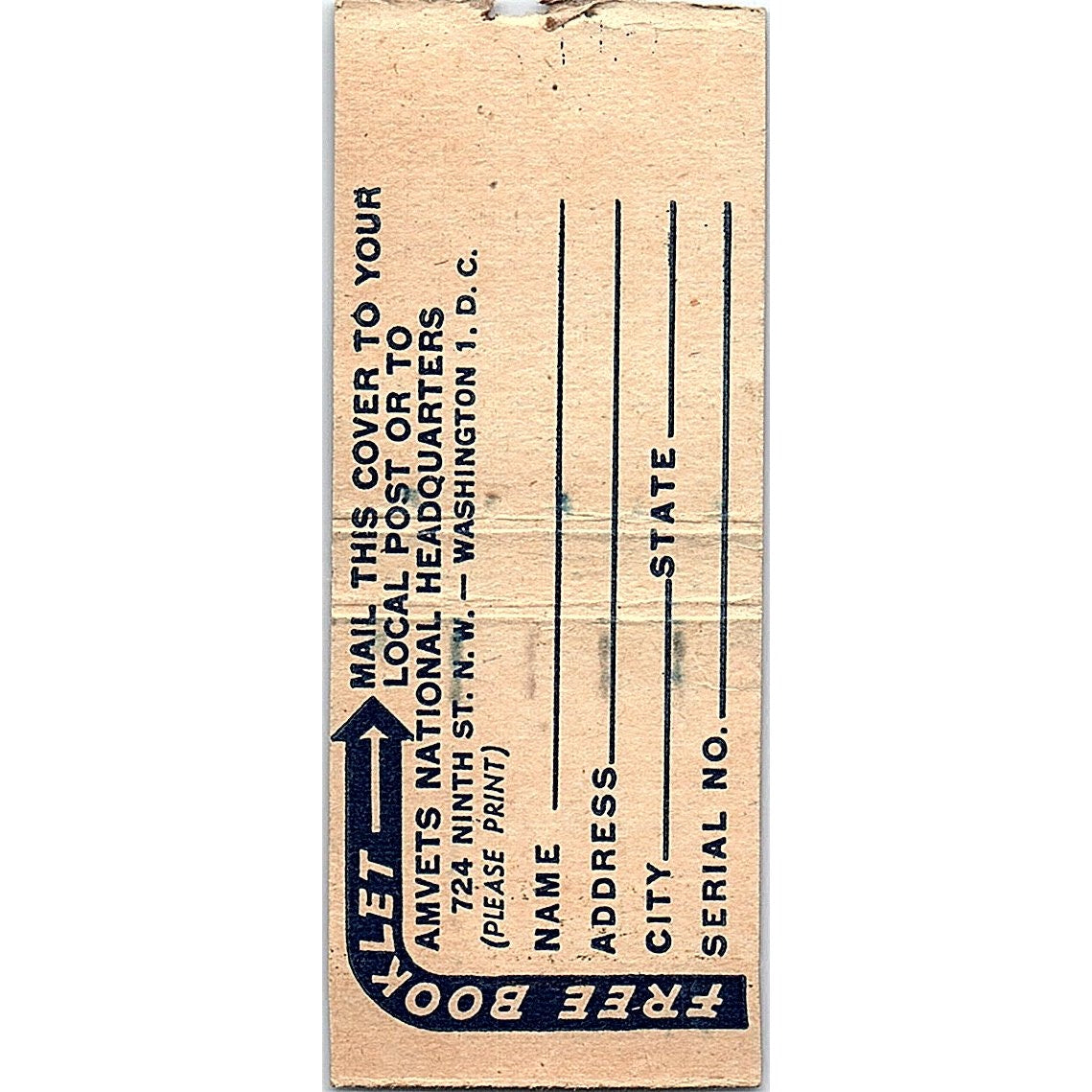 Amvets Walter Miller Post No 5 Menomonee Falls WI Vintage Matchbook Cover SC7-Y6
