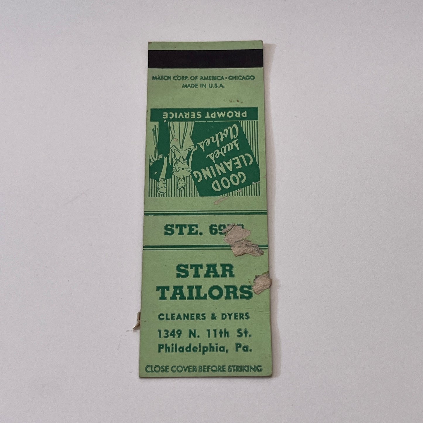 Star Tailors Cleaners & Dryers Philadelphia Vintage Matchbook Cover TB6-MB1-15