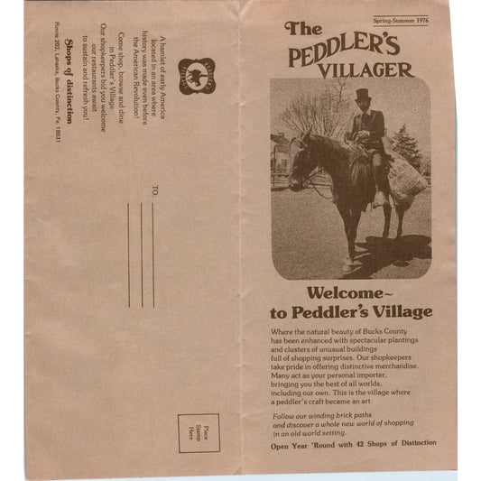 1970s The Peddler's Village Lahaska Bucks County PA Brochure TF4-BB