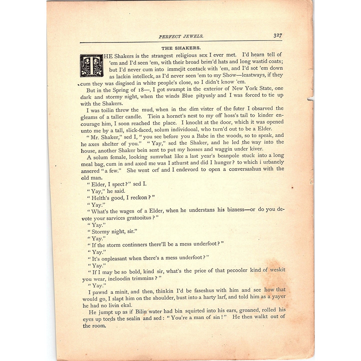 The Shakers - Artemus Ward 3 Pages 1884 Poem TA5-CJ-6