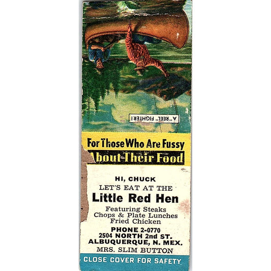 The Little Red Hen Mrs Slim Button Albuquerque NM Vintage Matchbook Cover SF3-Y5