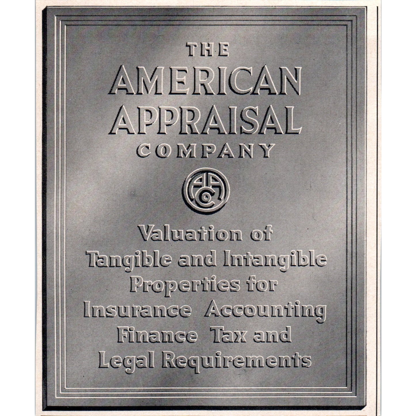 The American Appraisal Company 1951 Magazine Ad AF1-MF1