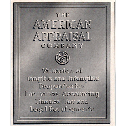 The American Appraisal Company 1951 Magazine Ad AF1-MF1