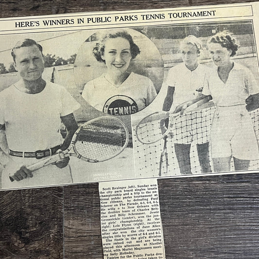 Public Parks Tennis Tournament Scott Rexinger Grossnickle 1935 Article V1-9