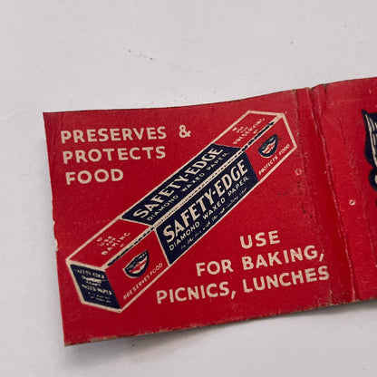 Safety-Edge Diamond Waxed Paper Vintage Matchbook Cover TB8-MB-11