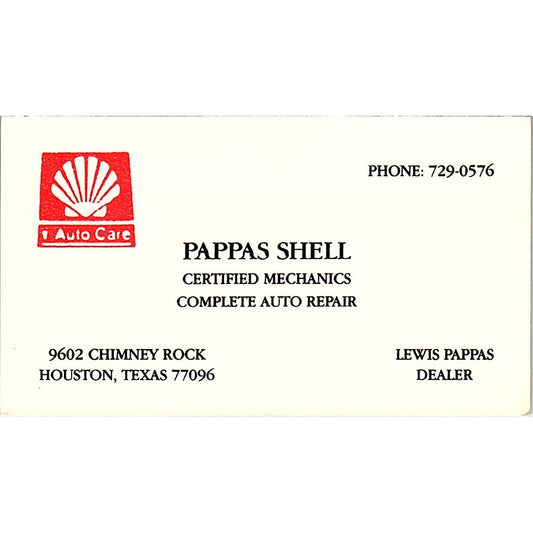 Lewis Pappas Shell Certified Mechanics Houston Vintage Business Card SD9-B7