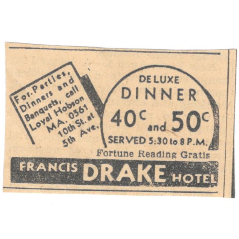 Francis Drake Hotel 10th St at 5th Ave 1935 Minneapolis Journal Ad AE7-H3