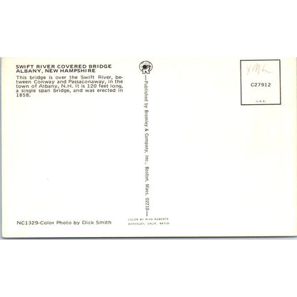 Swift River Bridge Albany NH Vintage Covered Bridge Postcard PC13