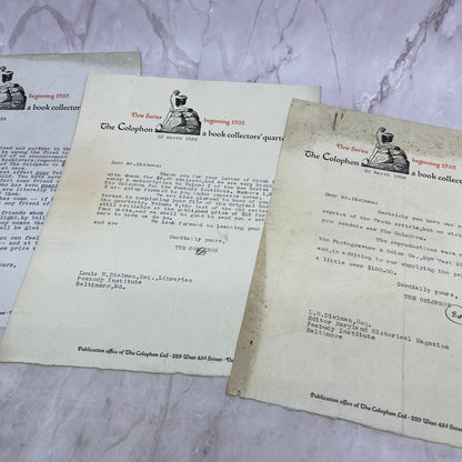 1930s Lot of 3 Leaflets - The Colophon Book Collectors Quarterly D22