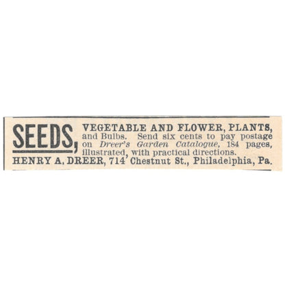 Henry A. Dreer Seeds and Flowers Philadelphia PA 1892 Magazine Ad AK6-S3