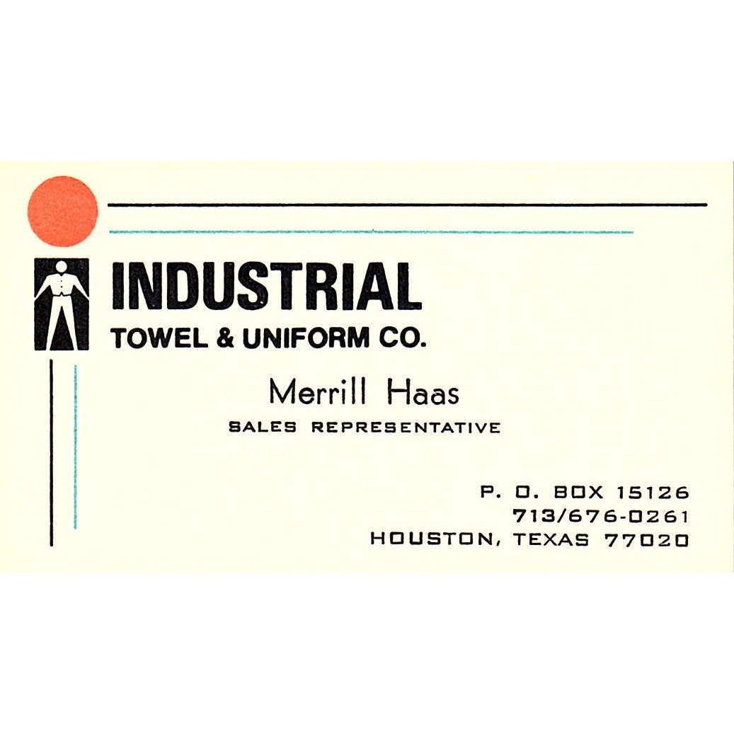 Merrill Haas Industrial Towel & Uniform Co Houston Vintage Business Card SC9-B13