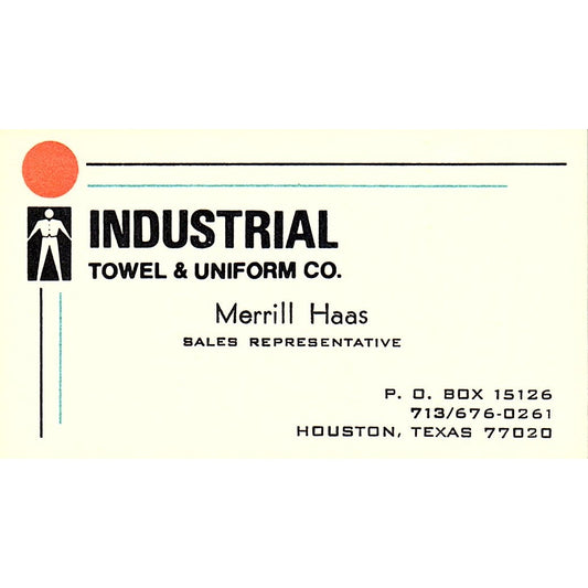 Merrill Haas Industrial Towel & Uniform Co Houston Vintage Business Card SC9-B13