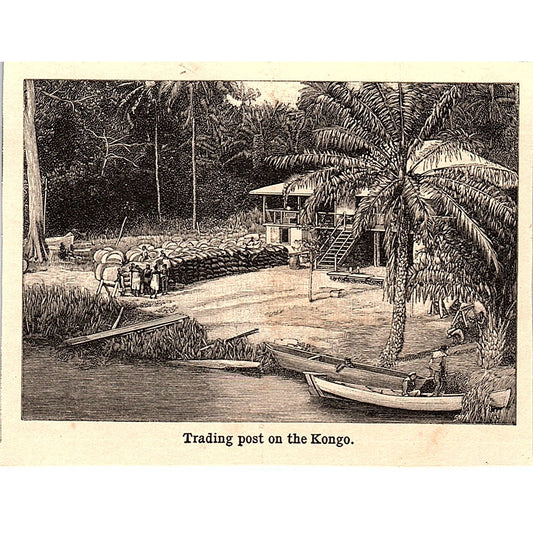 Trading Post on the Kongo 3x4" 1901 Engraving AF6-M14