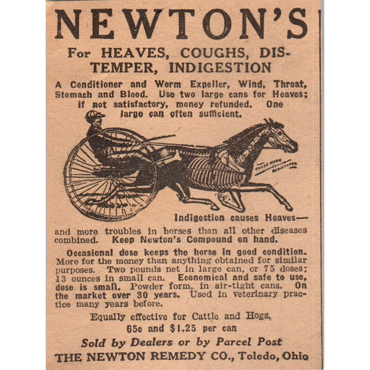 Newton Remedy Co Quackery Horse & Buggy Toledo OH 1922 Magazine Ad AF2-S9