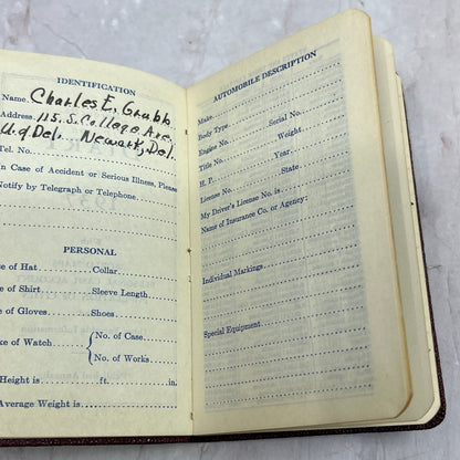 1937 Marquette Junior Diary Charles E. Grubb Newark Delaware TJ5-EL