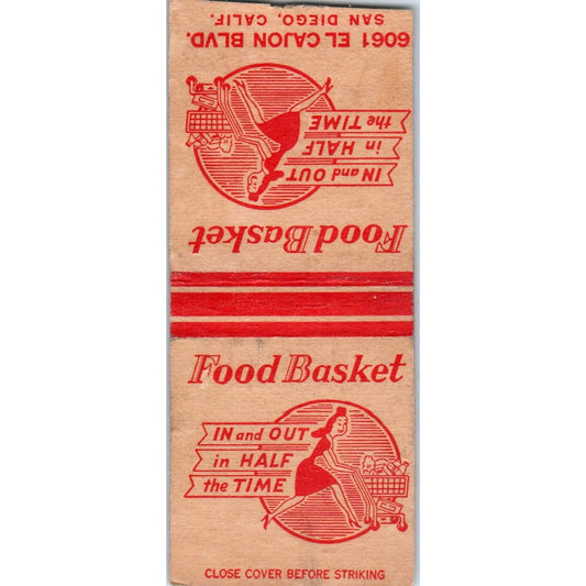 Food Basket Groceries El Cajon Blvd San Diego CA Vintage Matchbook Cover SD4-Y12