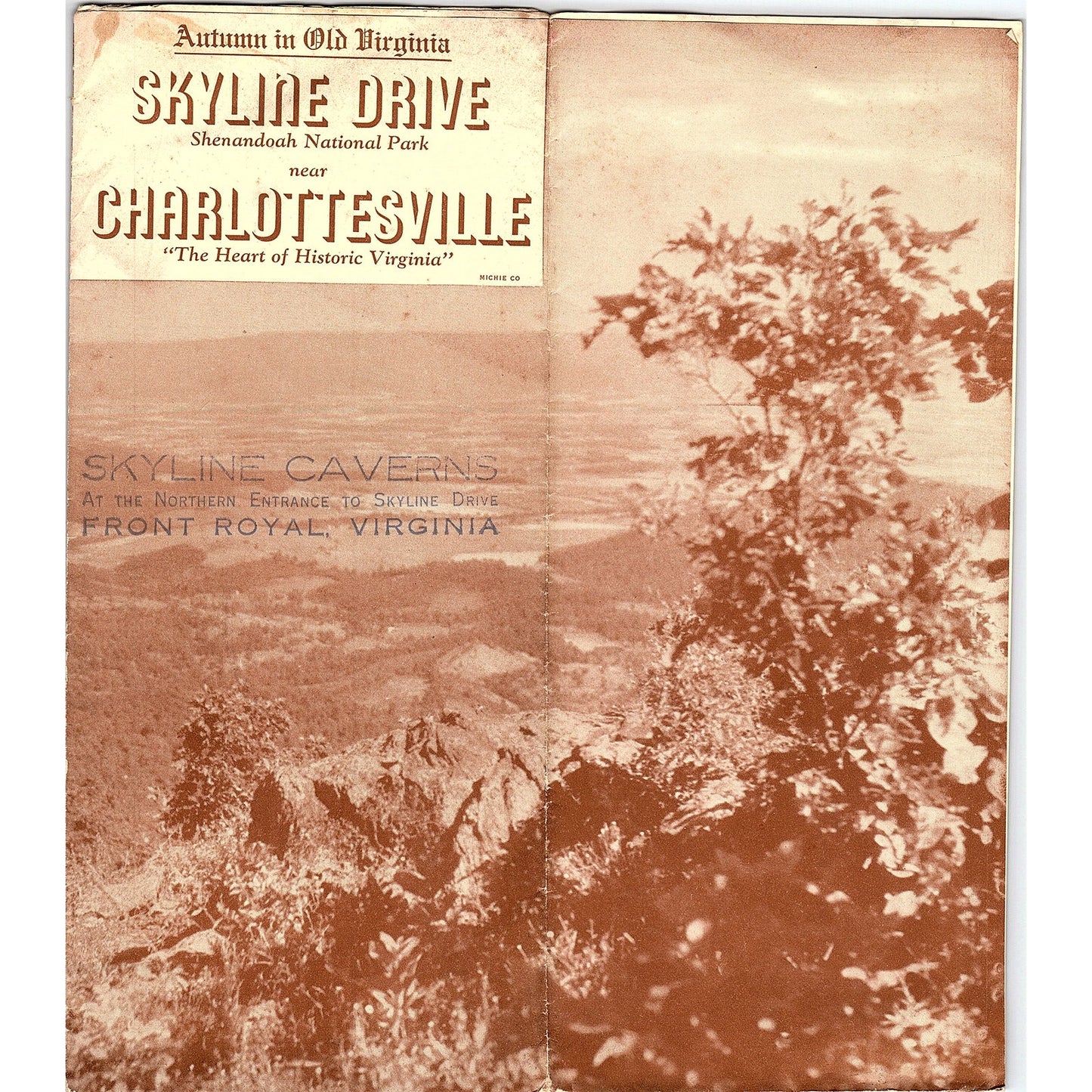 c1925 Autumn Skyline Drive Shenandoah Charlottesville Travel Brochure TH2-TB2