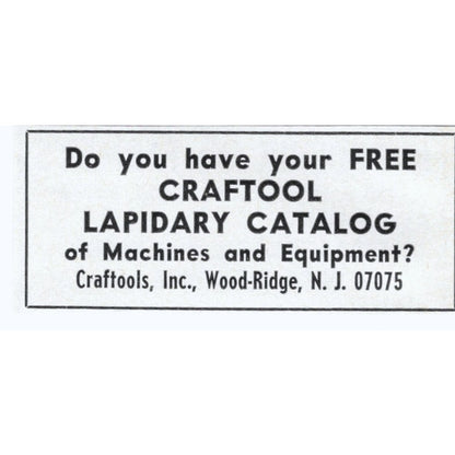 Craftool Lapidary Catalog Wood-Ridge New Jersey 1964 Magazine Ad AK6-S4