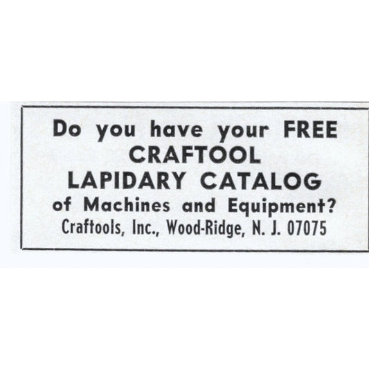 Craftool Lapidary Catalog Wood-Ridge New Jersey 1964 Magazine Ad AK6-S4