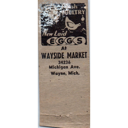 Wayside Market E. Hudson Wayne Michigan Vintage Matchbook Cover SF4-Y8