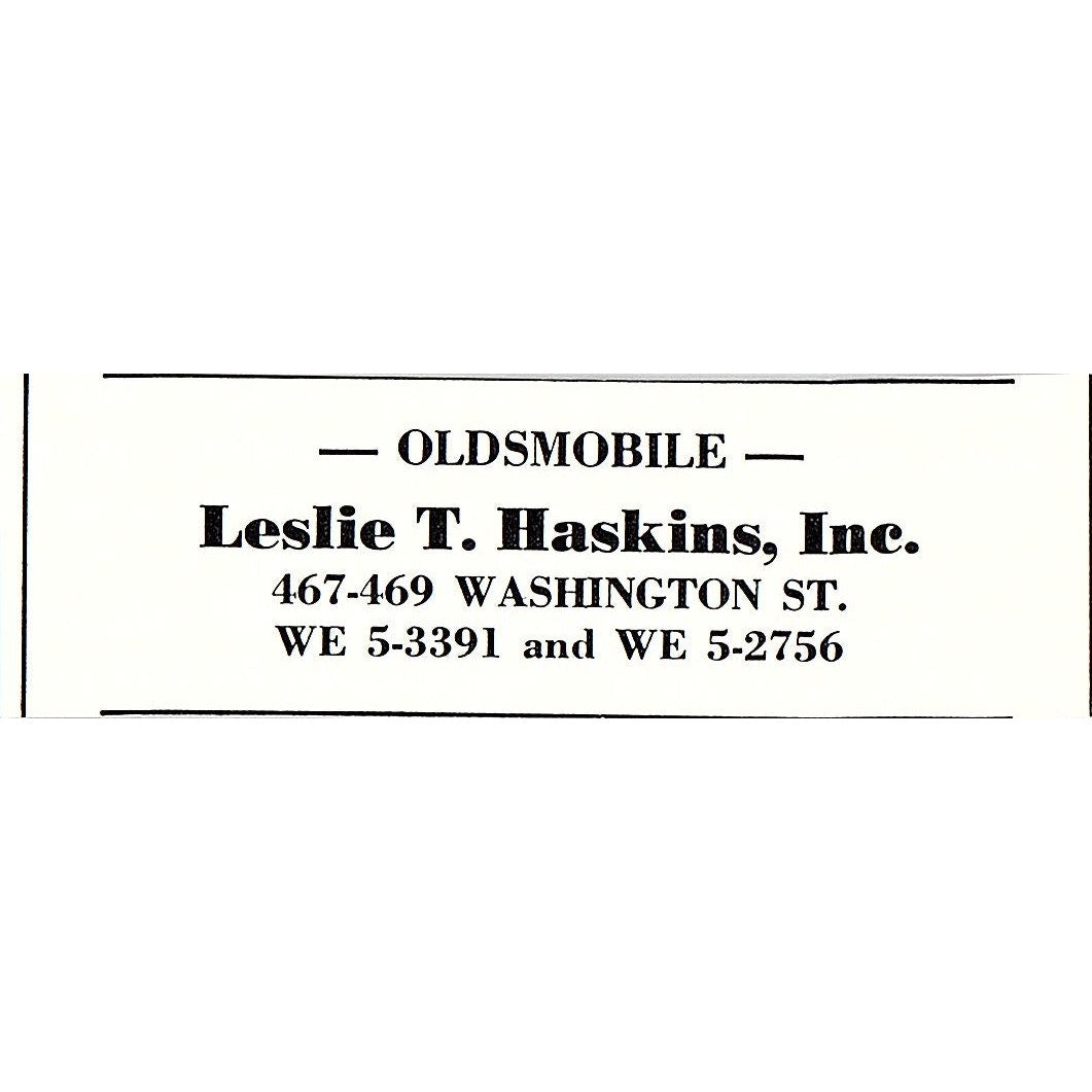 Leslie T Haskins Inc Oldsmobile 467-469 Washington St. Boston 1950 Ad AF6-M5