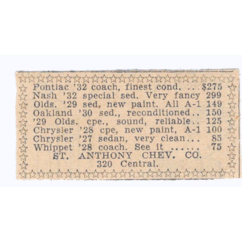 St. Anthony Chevrolet Co 1935 Minneapolis Journal Advertisement AE7-H3