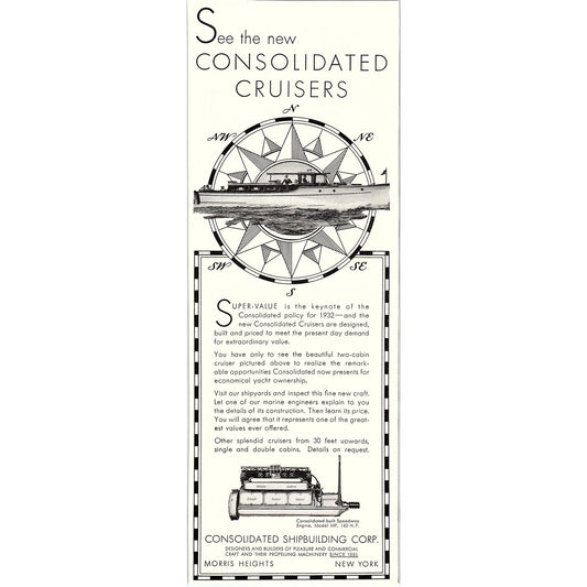 Cruisers Yachts Consolidated Shipbuilding Corp Morris Heights NY 1932 AG2-3