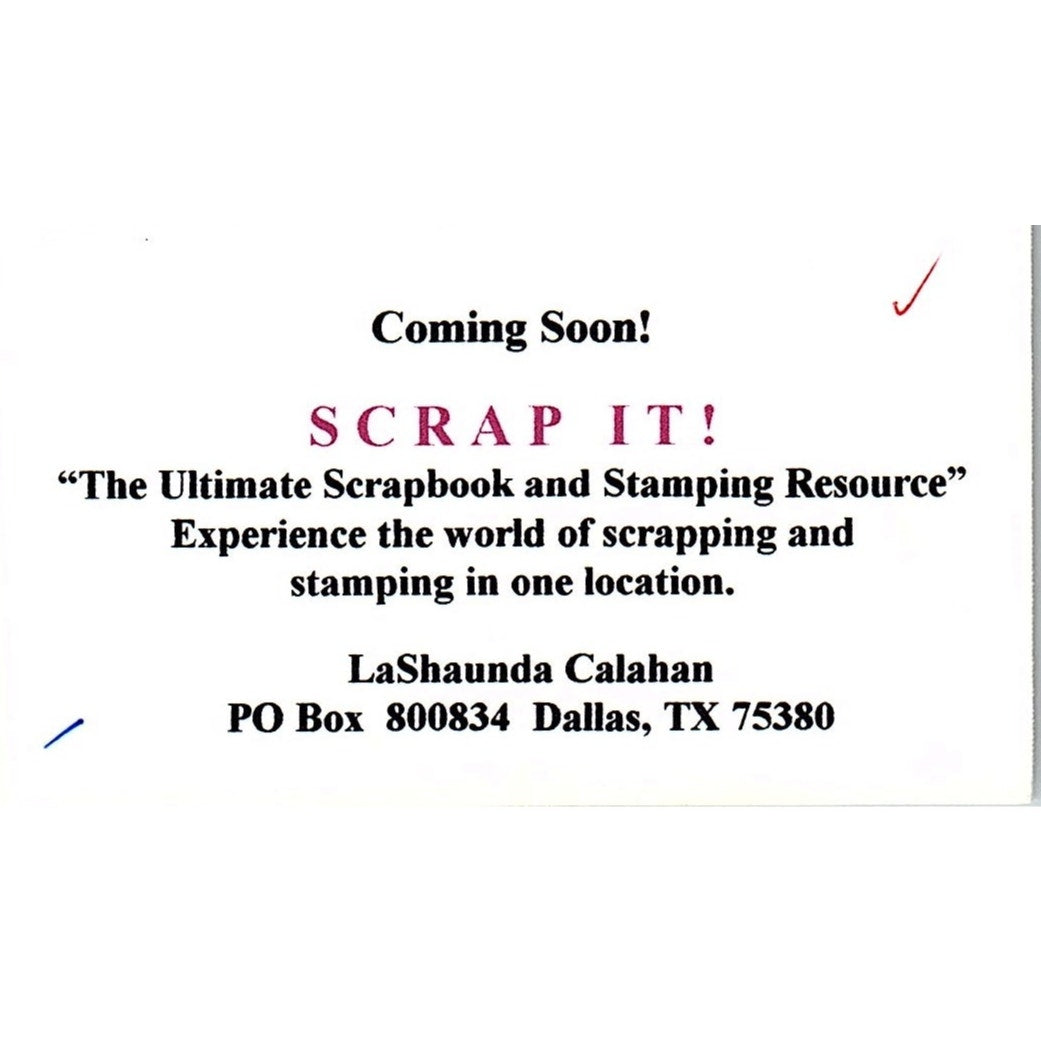 Scrap It! Scrapbooking LaShaunda Calahan Dallas TX Vintage Business Card SC9-B10