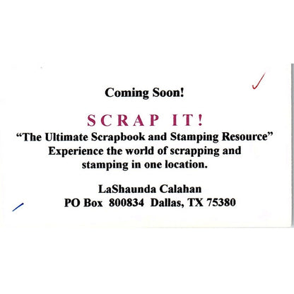Scrap It! Scrapbooking LaShaunda Calahan Dallas TX Vintage Business Card SC9-B10