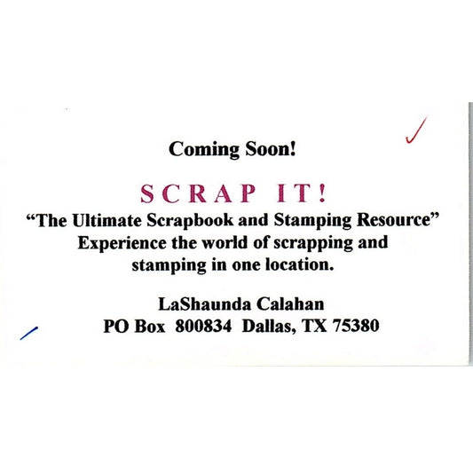 Scrap It! Scrapbooking LaShaunda Calahan Dallas TX Vintage Business Card SC9-B10