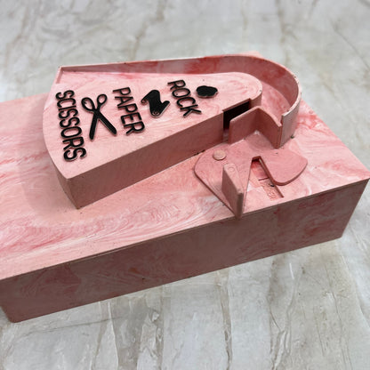1961 ROCK, PAPER, SCISSORS GAME Pink Marbled Celluloid Schaper Minneapolis TI9