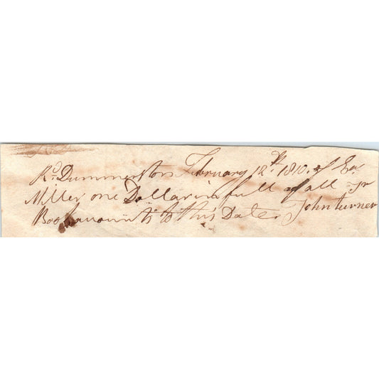 1810 Handwritten Letter Thomas Miller John Turner Dummerston VT AF2-A3