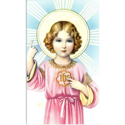 Divine Holy Child West Germany 1.5x2.75 Vintage Catholic Prayer Card TH2-PC1