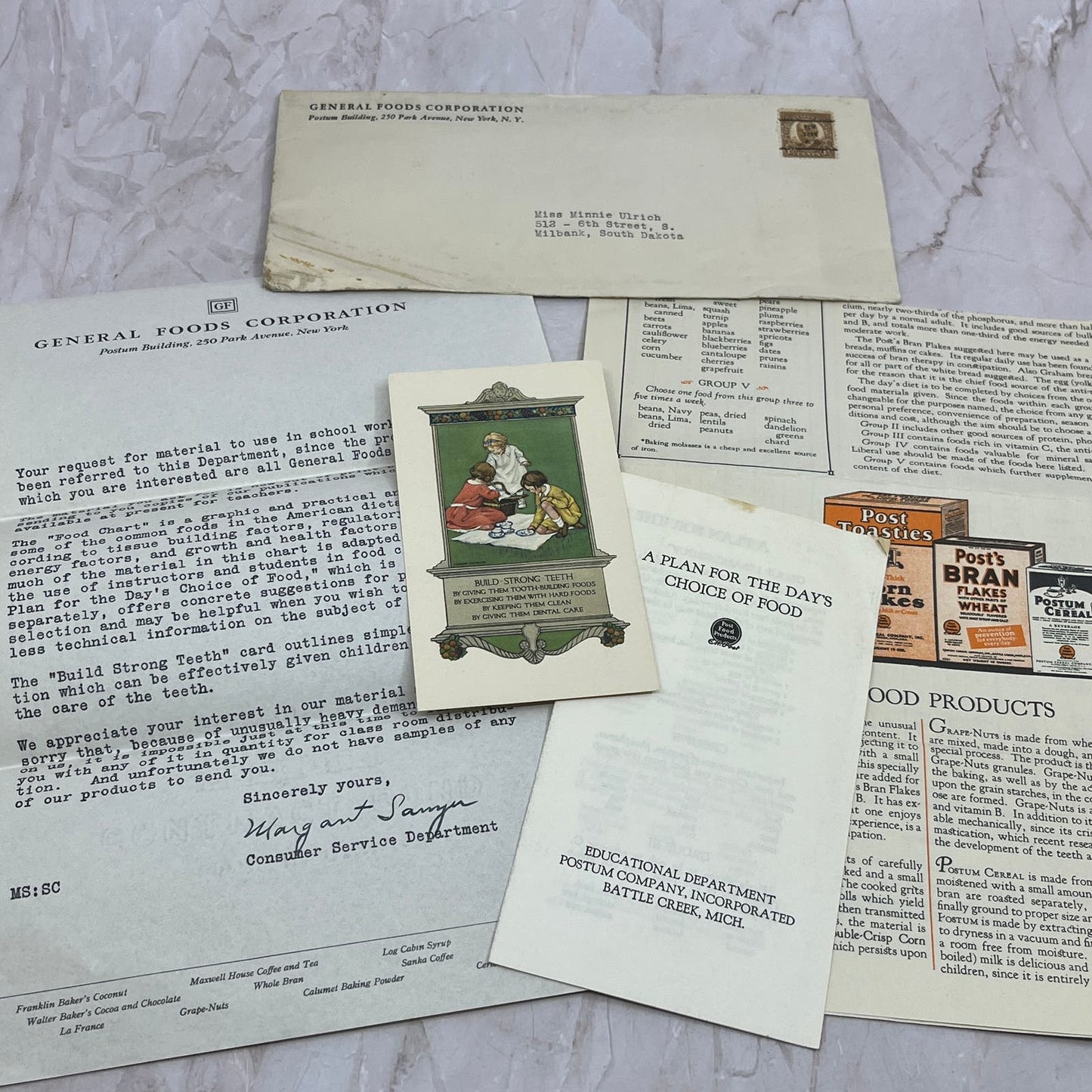 1928 Post Food Products Classroom Health Educational Material Lot TG8-Z