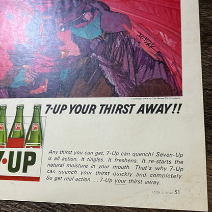 1964 7-Up 7up Your Thirst Away Bob Peak Art Magazine Ad 10x14 V3