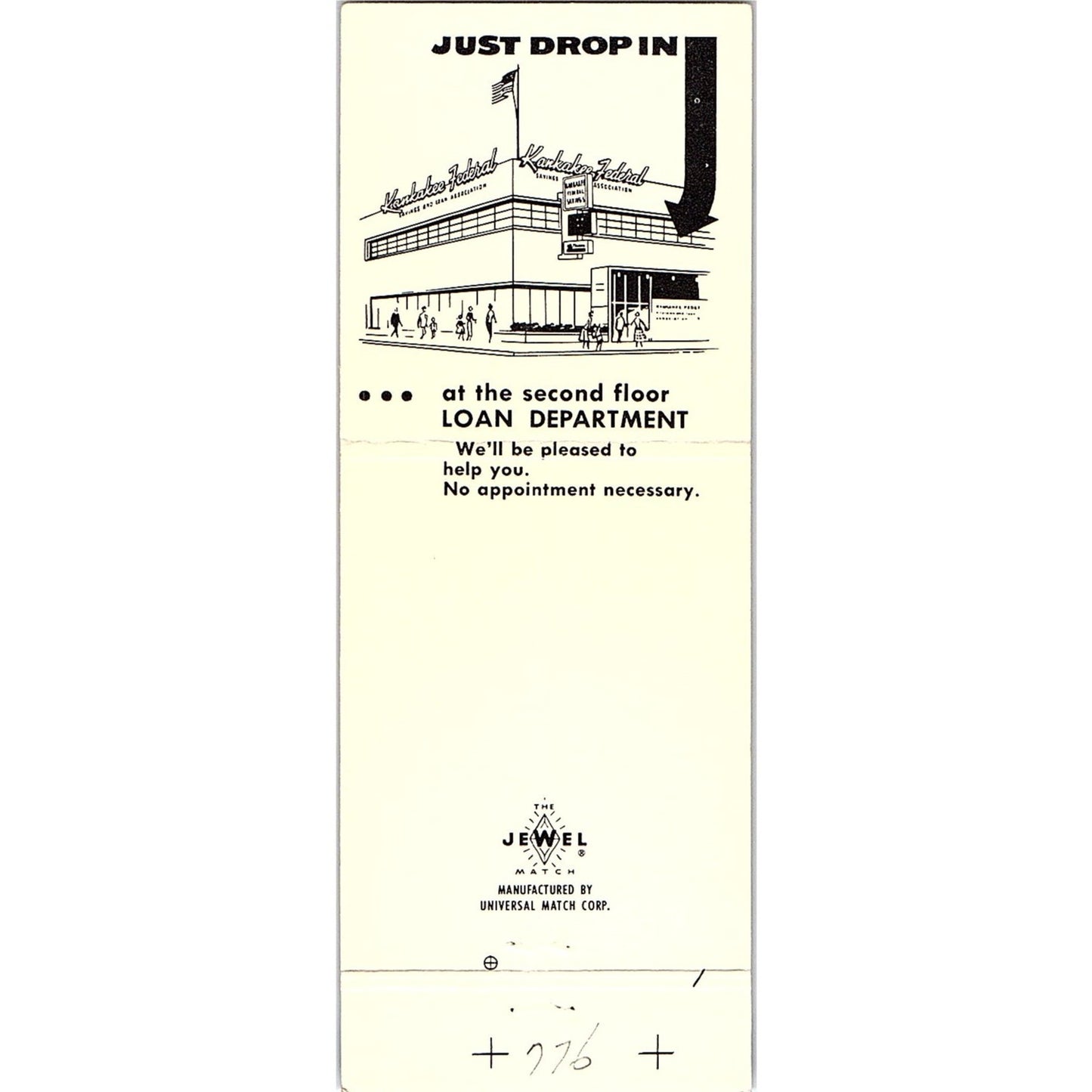 Kankakee Federal Savings & Loan IL Vintage Matchbook TB6-MB2-8