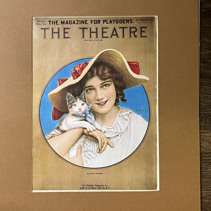 1913 The Theater Magazine - Cover Only, Matted Miss Mary Pickford & Cat 12x16 V3