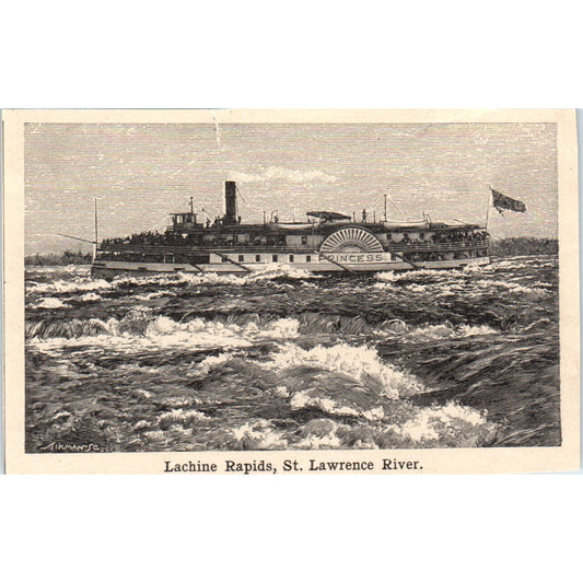 Lachine Rapids, St. Lawrence River 1901 Engraving AF2-P4